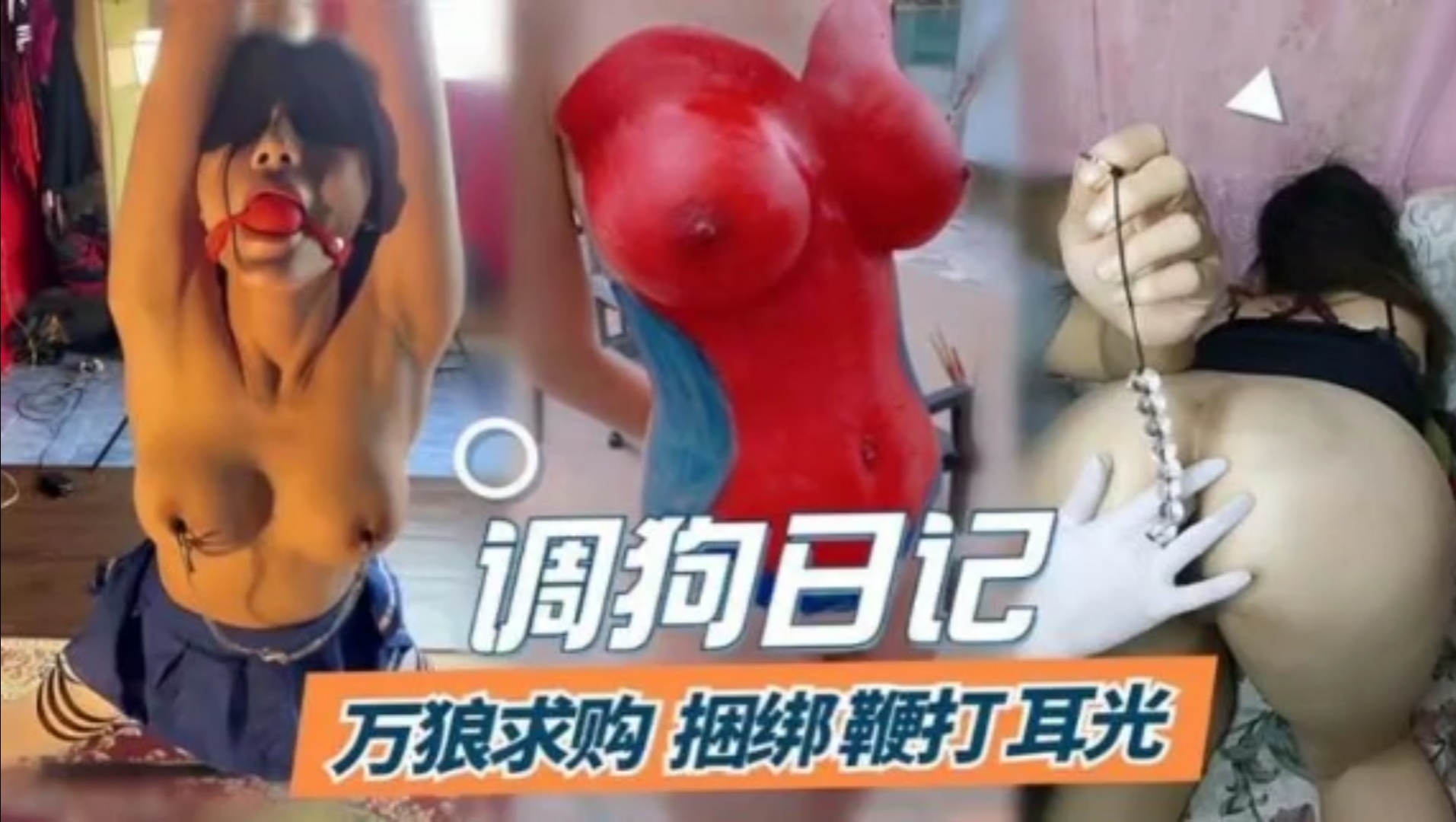 捆绑调教母狗，束缚鞭打滴蜡屁眼拉珠