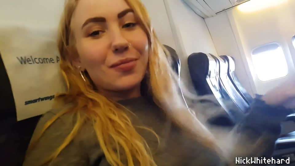 Airplane ! Horny Pilot's Wife Shows Big Tits In Public