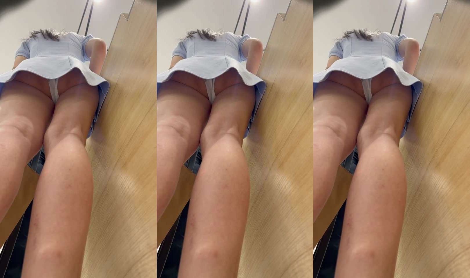 近距离抄底超短裙高颜值小姐姐