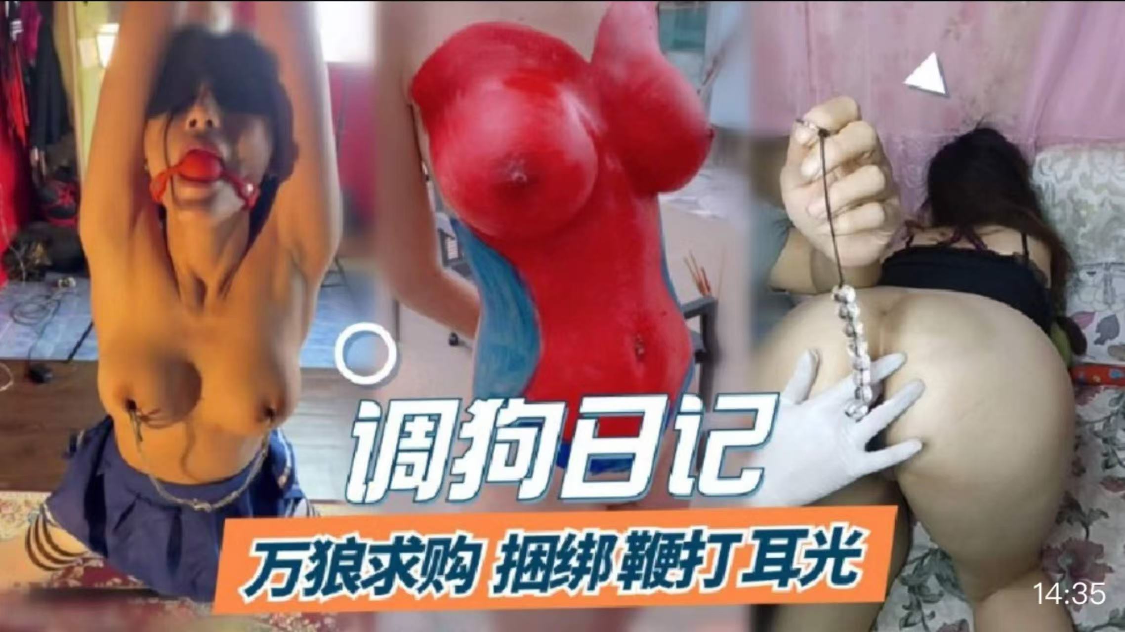 【调狗日记】被调教的母狗日常捆绑，鞭打，耳光，视频合集