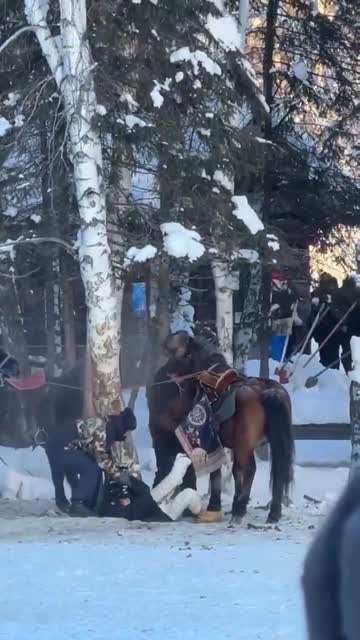 26日新疆阿勒泰（禾木景区）有网友发布视频称，女子遭遇惊马，在雪地里被疯狂拖行。