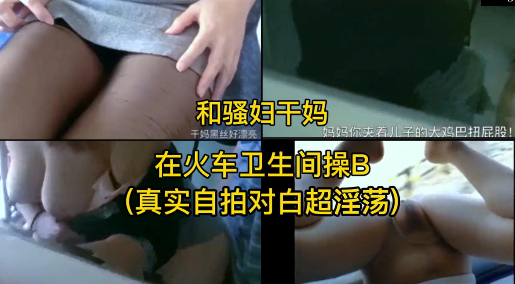【母子乱伦，火车卫生间操逼】超刺激对白，和骚逼干妈在火车卫生间操逼，太刺激了。