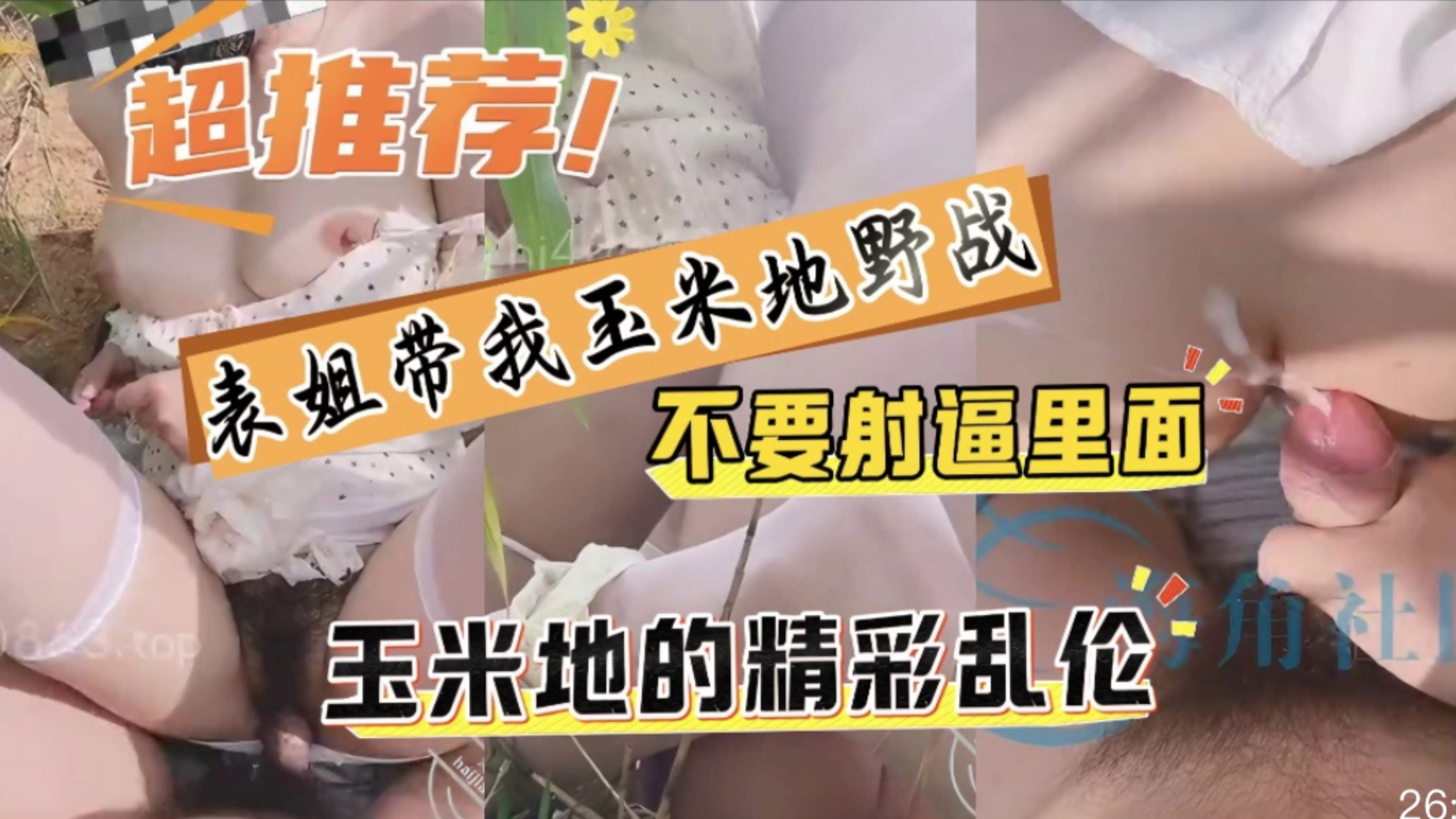 【玉米地野战表姐】表姐说带我掰玉米，结果到玉米地扒开裤子给我舔鸡巴让我大吃一惊，没办法，只能硬着头皮上