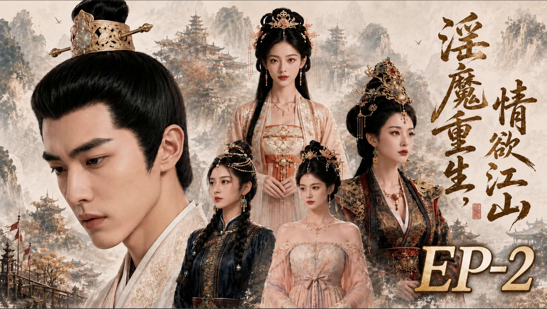 新番上线《淫魔重生情欲江山》_第2集#ai成人短剧# 持续更新中，更多后续请订阅观看更便捷！！！简介；淫魔穿越古代成王爷，乱搞后宫暧昧玩私情，三千佳丽争宠求操