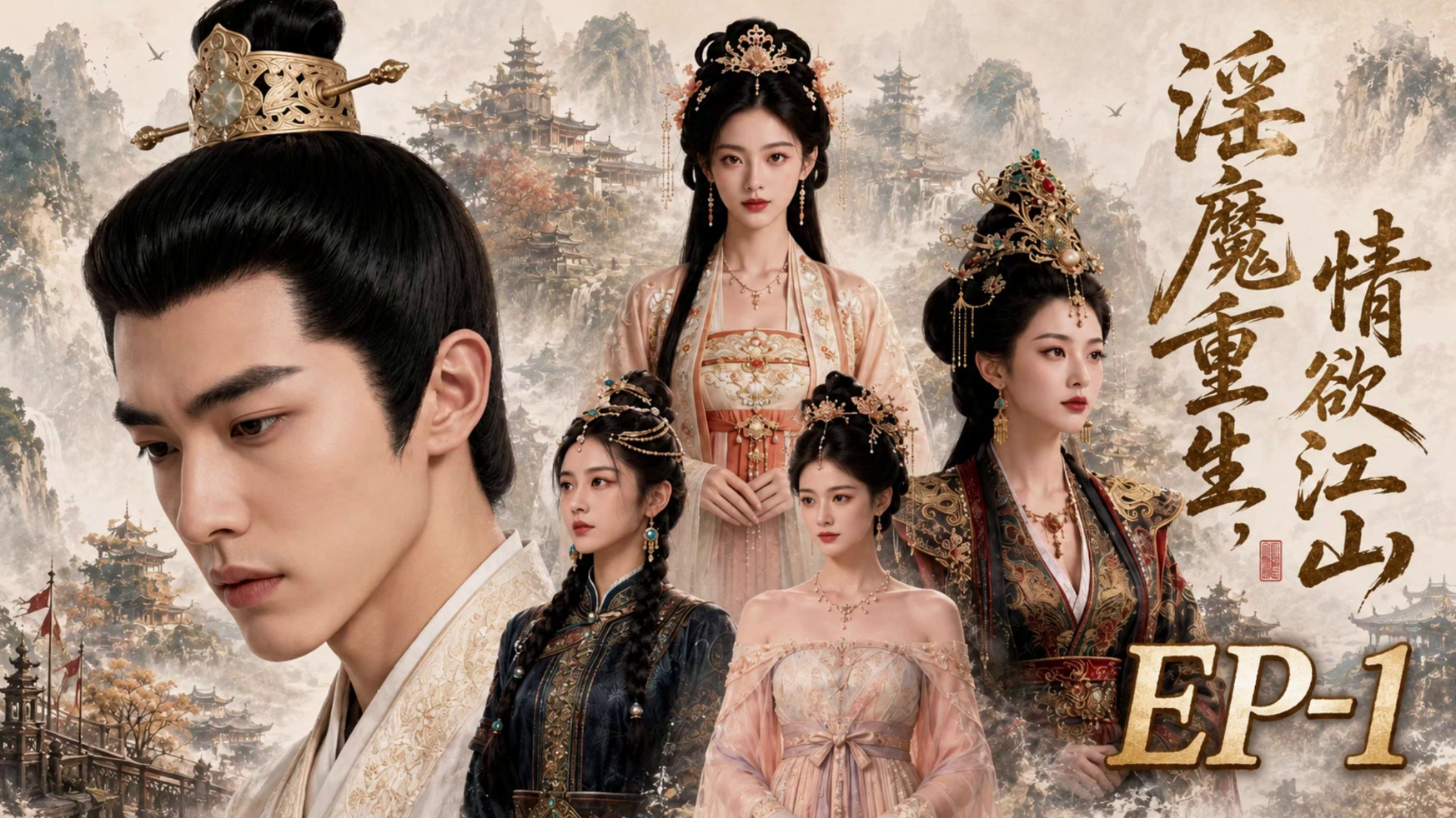 新番上线《淫魔重生情欲江山》_第1集#ai成人短剧# 持续更新中，更多后续请订阅观看更便捷！！！简介；淫魔穿越古代成王爷，乱搞后宫暧昧玩私情，三千佳丽争宠求操