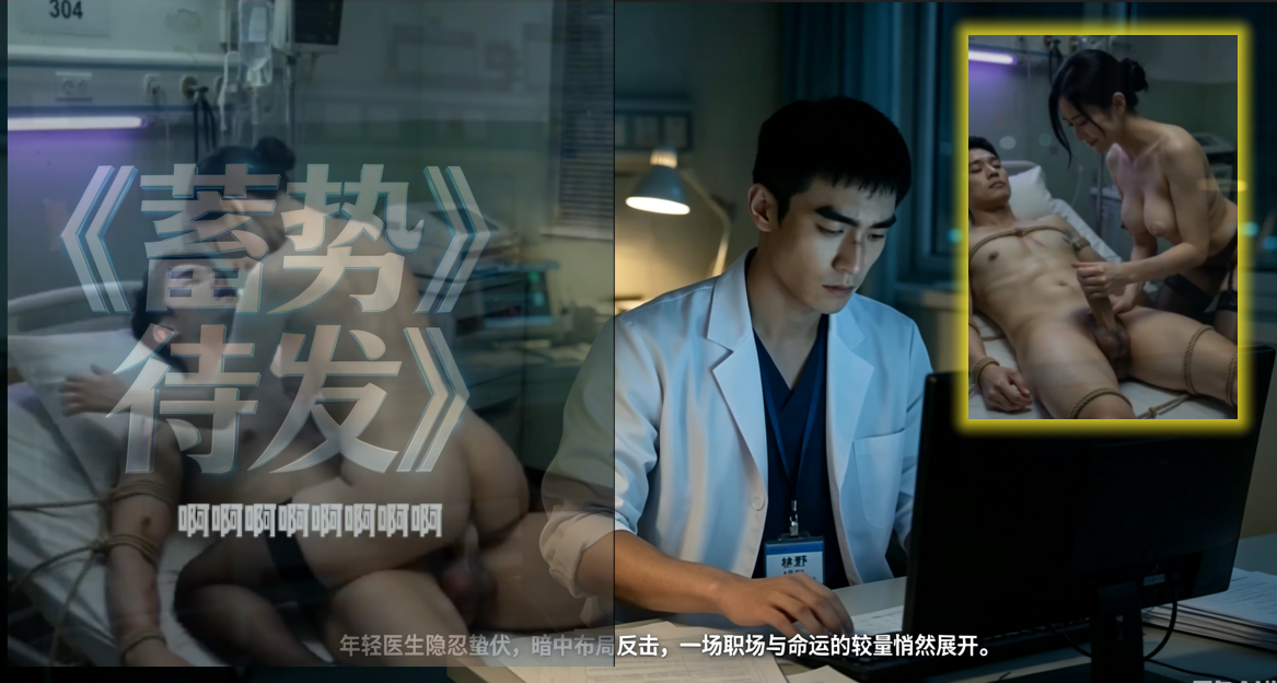 新番上线《蓄势待发》 #ai成人短剧# 持续更新中，更多后续请订阅观看更便捷！简介；年轻有为的林医生被护士长下药捆绑，强制坐奸取精！高潮痉挛，淫水、精液满床都是。