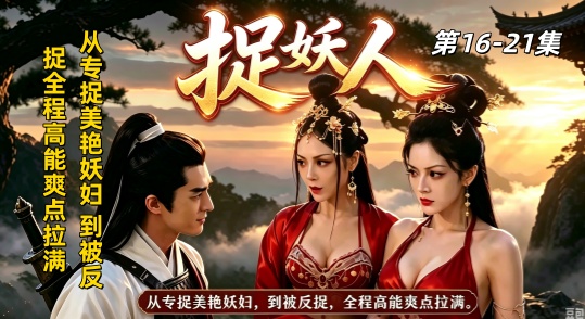 新番上线《 捉妖师》 第16-21集#AI真人短剧#ai成人短剧# 持续更新中，更多后续请订阅观看更便捷！简介；  从专捉美艳妖妇 到被反捉全程高能爽点拉满