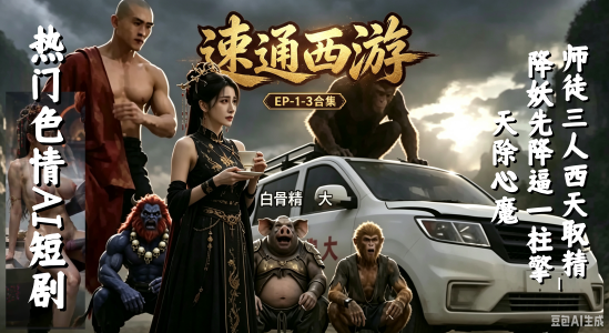 热门色情AI短剧【速通西游】EP1-3集 在线观看！！简介；师徒三人西天取精_降妖先降逼一柱擎天除心魔
