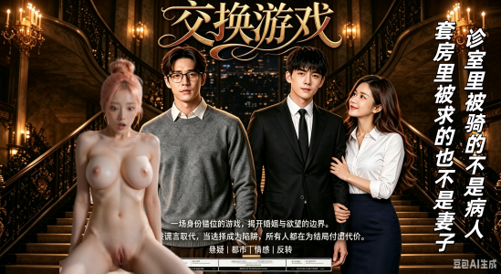 新番上线《交换游戏》 第10-14集#ai成人短剧#简介；诊室门锁一响，粉发女已把缎裙褪尽坐上桌沿，求陈彦宏深一点，他含着乳尖说体温偏高要打针，整根没入时水声盖过走廊，门开，世茵撞见丈夫还插在别人老婆身体里，协议签完他割腕，她在病床前冷笑，为了看我被别人上药，你先把自己送进医院，夜色套房里烟红已赤裸骑在彦宏腰上，拍打声传到隔壁，眼镜男把世茵压进床垫揉胸口，被一巴掌扇回去，跪着认错，心里却盘算名校女医再哄一杯酒，炮友就成了，烟红趴在持续更新中，更多后续请订阅观看更便捷！
