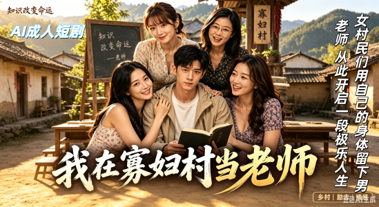 《我在寡妇村当老师》全集已完结 #ai成人短剧#简介； 我在寡妇村当老师最新作品上线 男主角孤身一人来到偏远寡妇村担任教师后，立刻被一群寂寞难耐的女村民盯上，女村民防止这个珍贵的男教师受不了山里条件而逃跑，用最原始也最致命的温香软玉将他彻底套牢，男老师在一次次被女村民用身体挽留的过程中彻底沉沦，从此过上白天教书夜晚纵欲的极乐人生。赛友们，你们是不是也想体验这位男主的极乐世界呢。