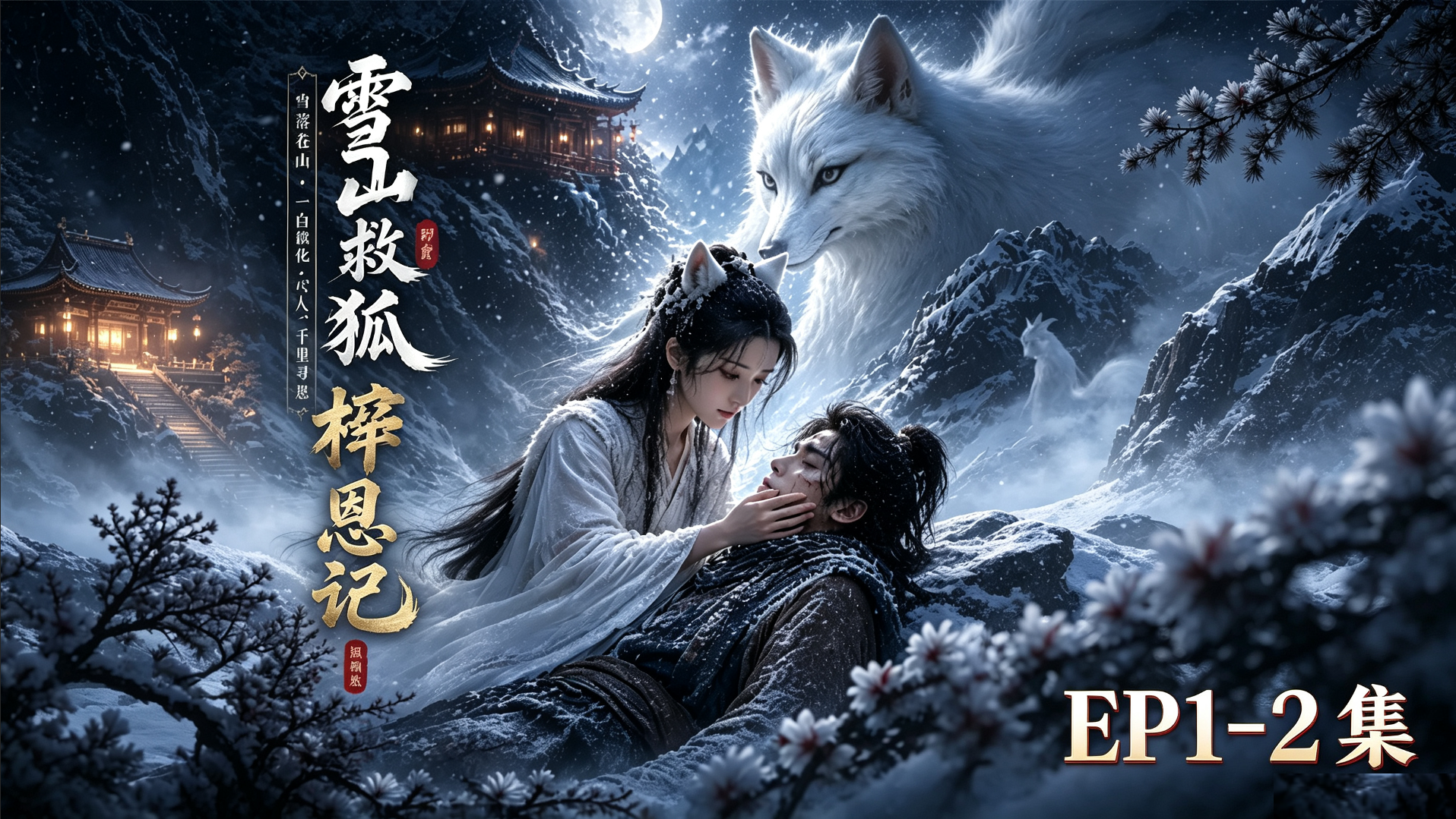 国产新番AI漫剧连载:《雪山救狐榨恩记》第1-2集 小伙子雪山意外救下一只白狐狸，没想到白狐幻化为人只为报恩半夜爬山小伙床上…